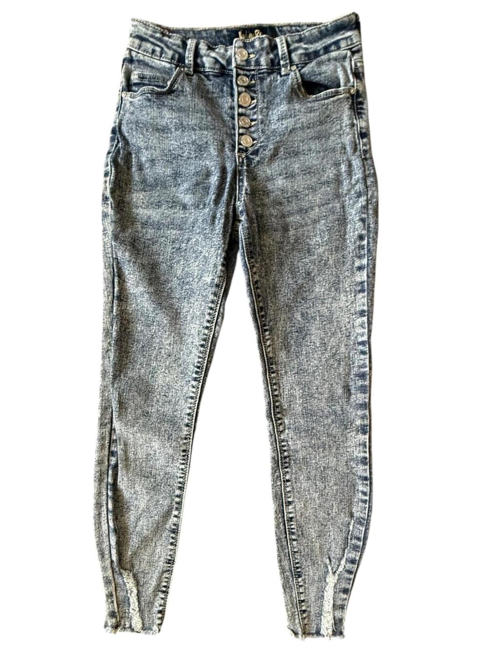 Indigo Rein High-Rise Skinny Acid Wash Button-Fly Jeans – Size 7/27